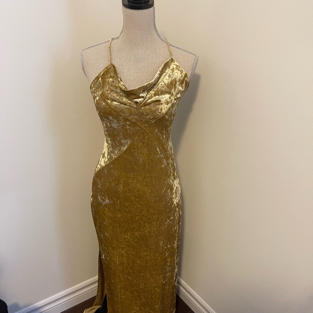 Forever 21 Gold Velvet Maxi Dress
